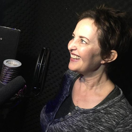 Cromerty York Working In Her Professional Broadcast Quality Voice Over Studio